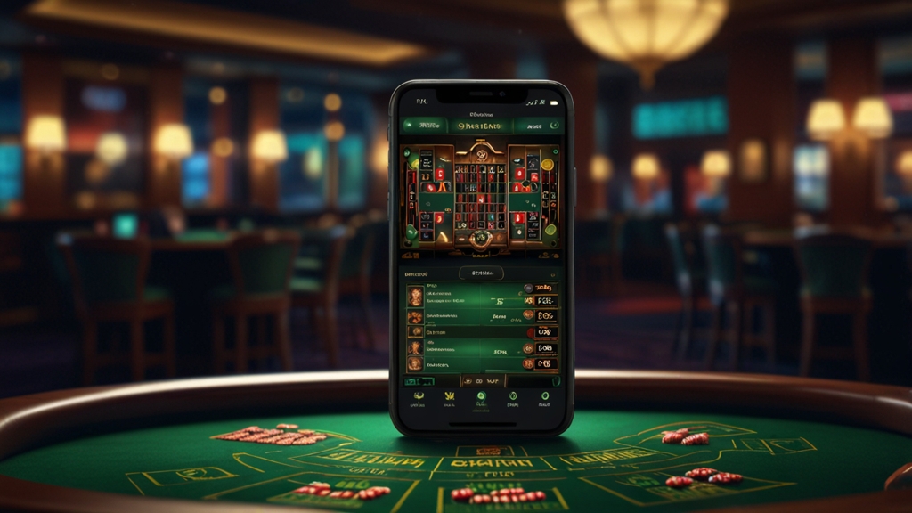 Phone screen showing live tables and slot categories in a casino app