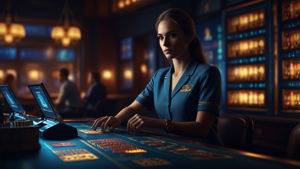 Casino cashier screen with payment options and glowing deposit icons