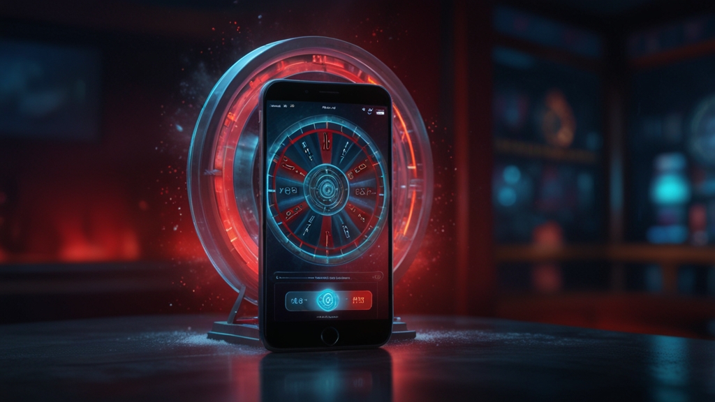Frozen casino app loading screen on a smartphone with a dark smoky background